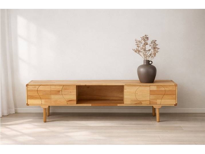 Kommode Janice - 200 cm Sideboard aus Gummibaumholz - Natur - Luxusbetten24