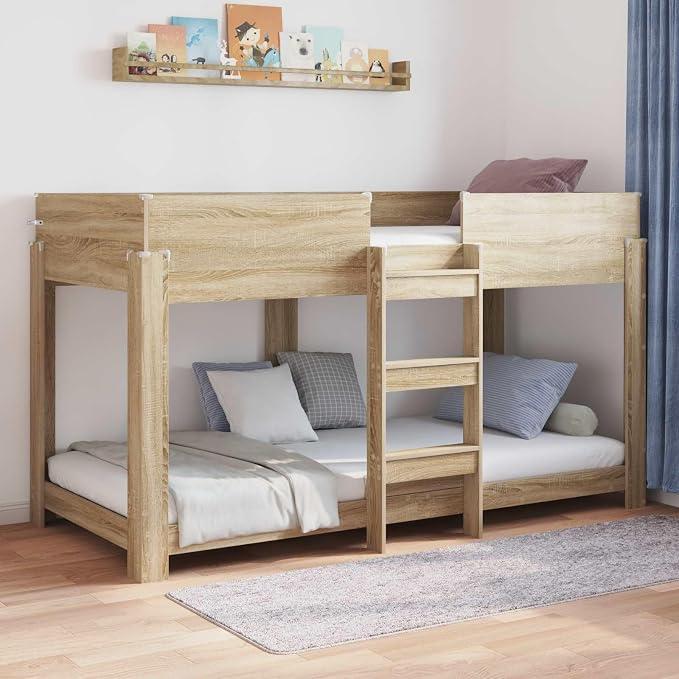 Etagenbett für Kinder Sonoma-Eiche 90 x 200 cm Holzwerkstoff robust platzsparend mit Lattenrost Doppelbett Schlafplatz für Kinderzimmer Jugendzimmer Gästezimmer