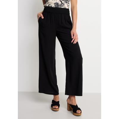 Palazzohose LASCANA, Damen, Gr. 44, N-Gr, blau (schwarz), Web, Obermaterial: 100% Viskose, unifarben, figurumspielend lang, Hosen Palazzohose, aus Webware, Schlupfhose, leichte Sommerhose