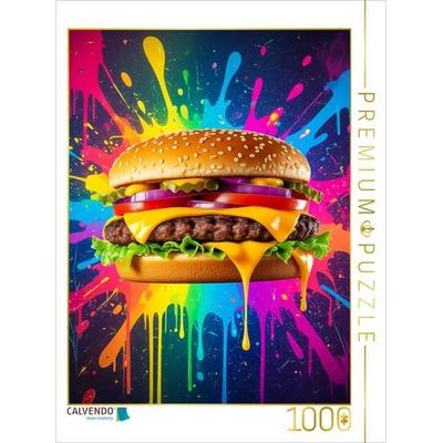 CALVENDO Puzzle Cheeseburger im Farbflash | 1000 Teile Lege-Größe 64x48cm Foto-Puzzle für glückliche Stunden