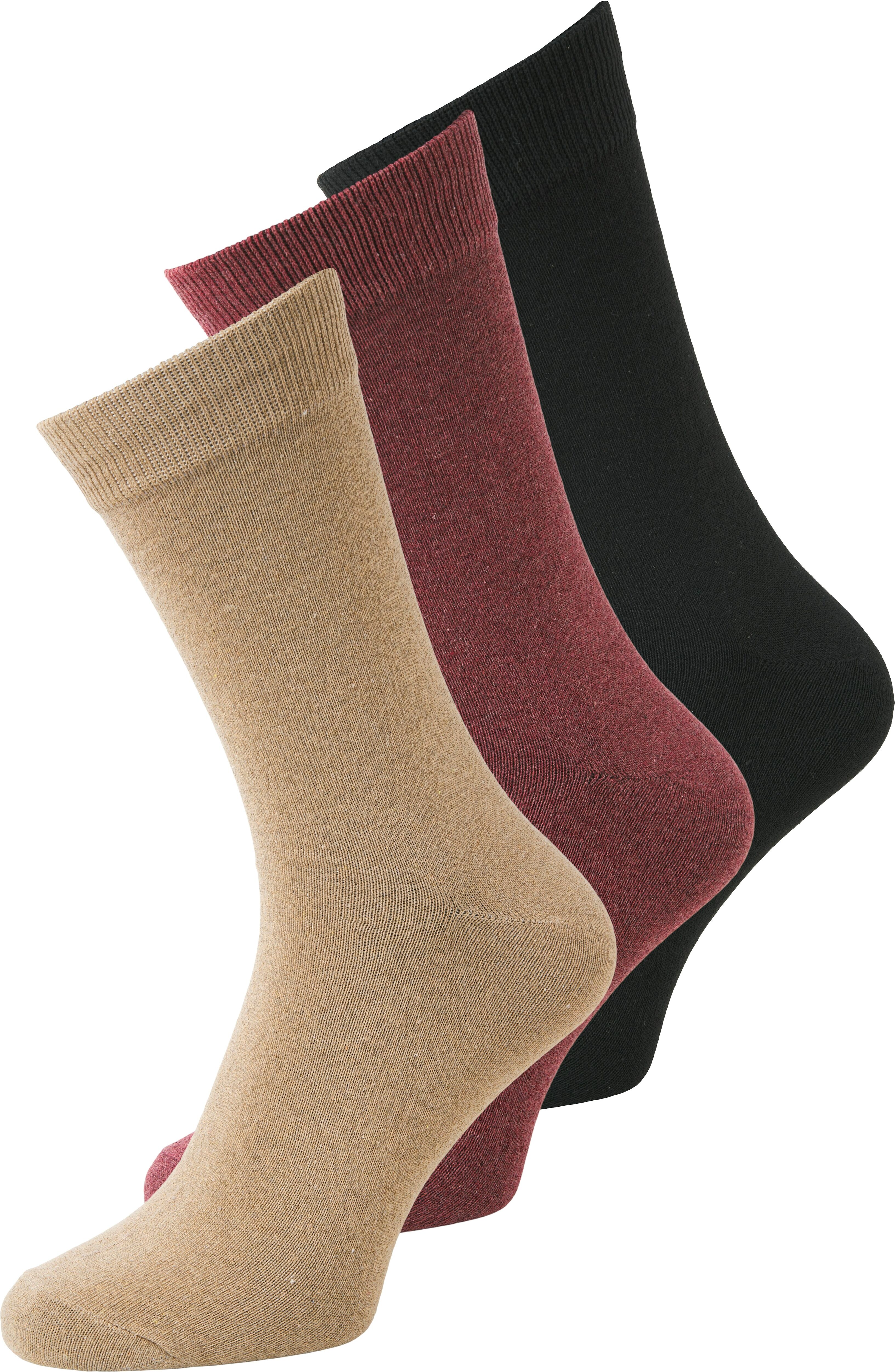 Freizeitsocken JACK & JONES "JACORDINARY SOCKS 3 PACK NOOS", Herren, schwarz (tibetan rot pack:bronze mist, schwarz), Baumwollmischung, unifarben, elastisch, Socken Freizeitsocken tibetan rot pack:bronze mist, schwarz Einheitsgröße