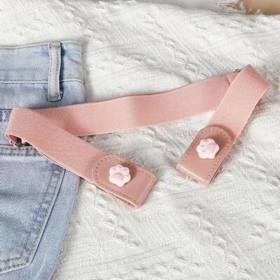 Inspire Curations FlexFit Invisible Elastic Belt For Women Invisible Belt For Women With No Buckle Comfort pink Cat Paw