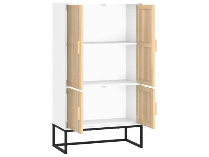Buffet haut - Lisa-Boutique - 70x35x125 cm - Bois d'ingénierie - Style scandinave - Blanc