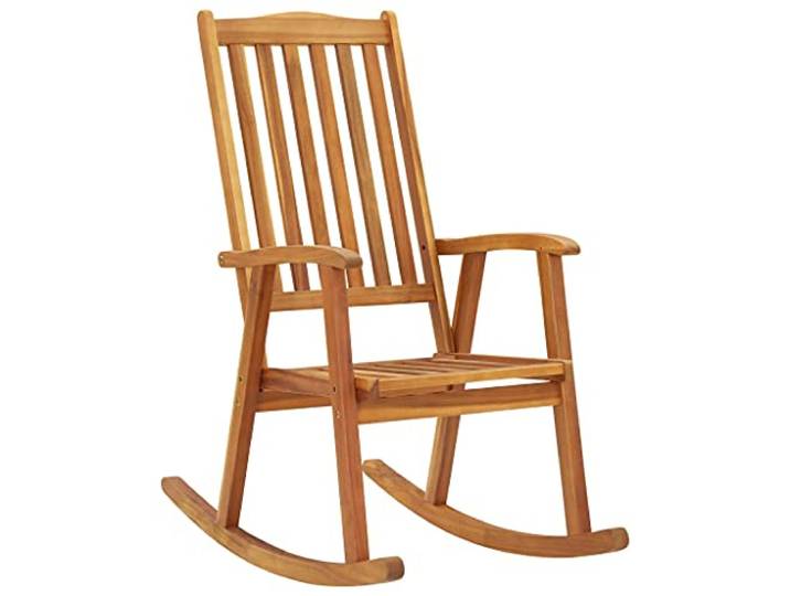 ZQQLVOO Schaukelstuhl mit Auflage, Massives Akazienholz Wetterbeständig, Hohe Rückenlehne, 110 kg Belastbar, Für Wohnzimmer und Terrasse