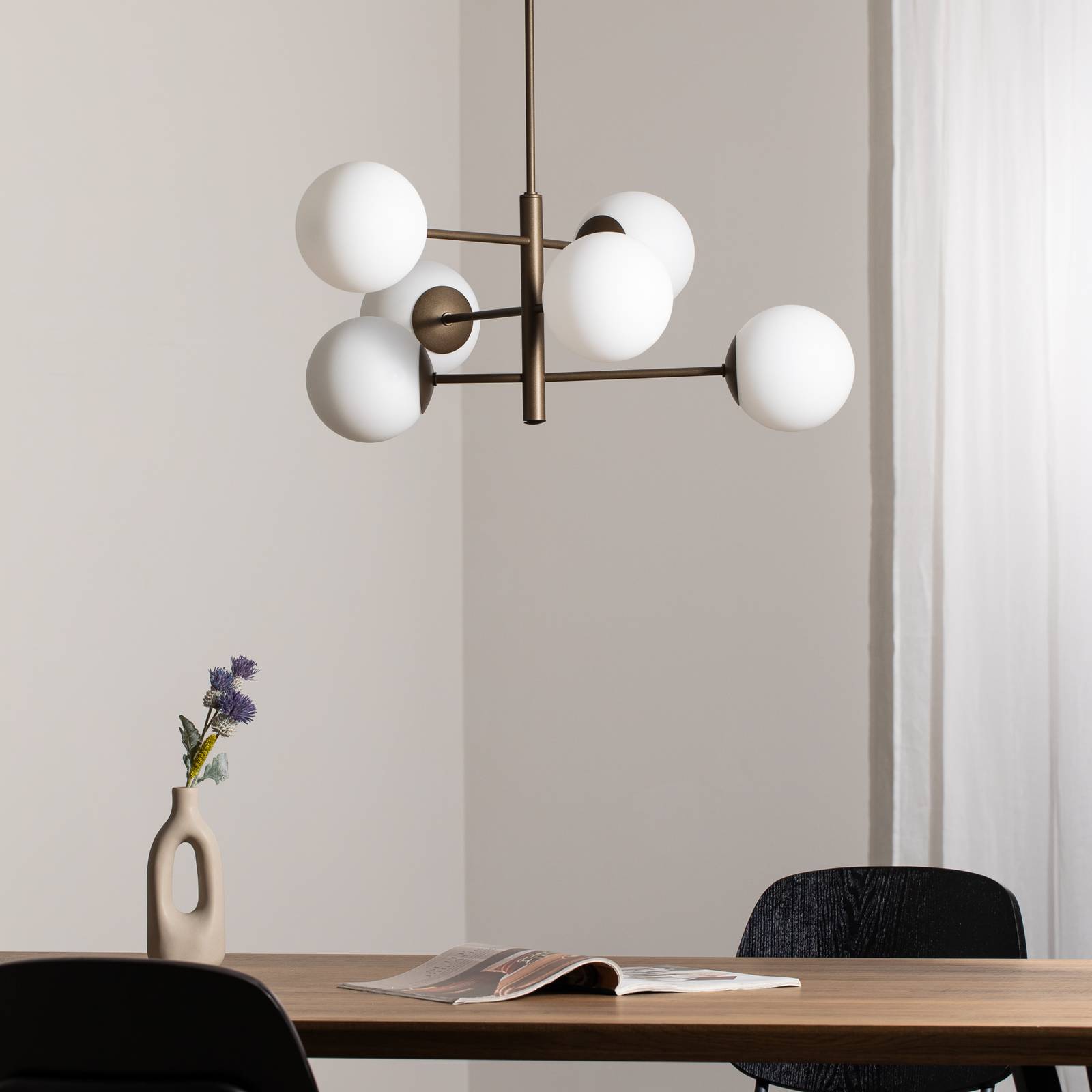 Glas Hängelampe Aurora Domiluce, dimmbar, braun / rost, für Wohn- / Esszimmer, Glas, Pendelleuchte
