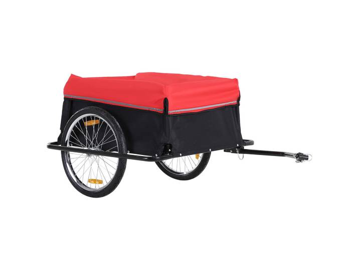 Homcom Lastenanhänger, Stahlrohr, Rot/Schwarz, 140L x 88B x 60H cm, Metall, 88x60x140 cm, Freizeit & Co, Sport & Fitness, Fahrradanhänger