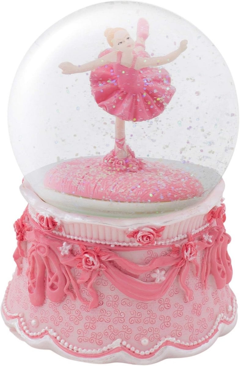 Ballerina Water Globe met Muziek - Arabesque Dansend Beeldje