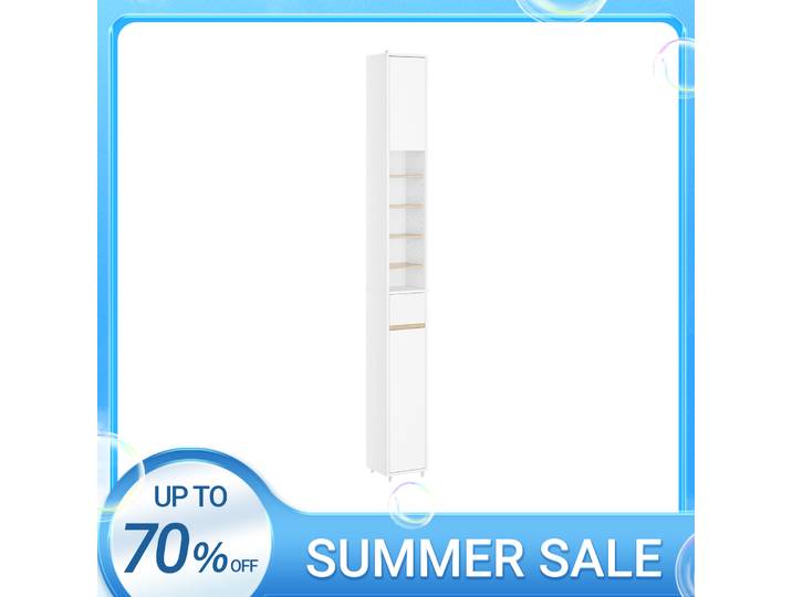 SoBuy BZR34 Meuble haut à 5 compartiments Meuble de salle de bain avec 1 tiroir et portes Meuble de salle de bain Blanc BHT environ 20x180x20cm