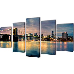 vidaXL Wandbild Brooklyn Bridge, Leinwand, mehrteilig, 200 x 100 cm