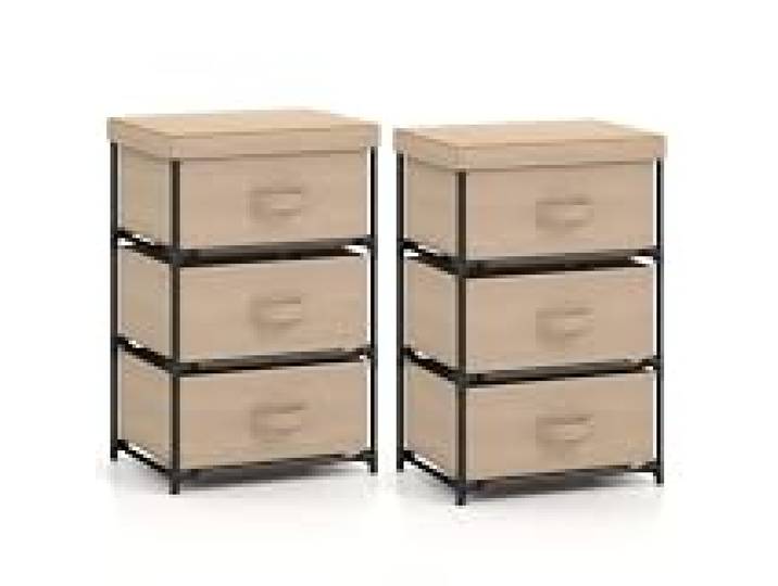 Helloshop26 Lot de 2 commodes 40 x 30 x 62 cm Structure Stable multifonctionnelle Style Industriel en Tissu Non-tissé café 20_0018728