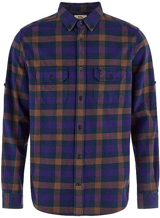FJÄLLRÄVEN Herren Hemd Skog Flannel Relaxed Fit BW lila   M M
