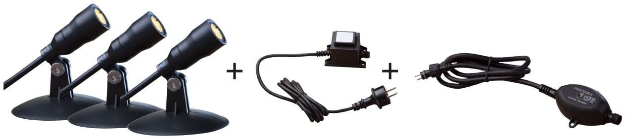Heissner SMART LIGHT Starter-Set 3 Spots + Dämmerungssensor + Transformator