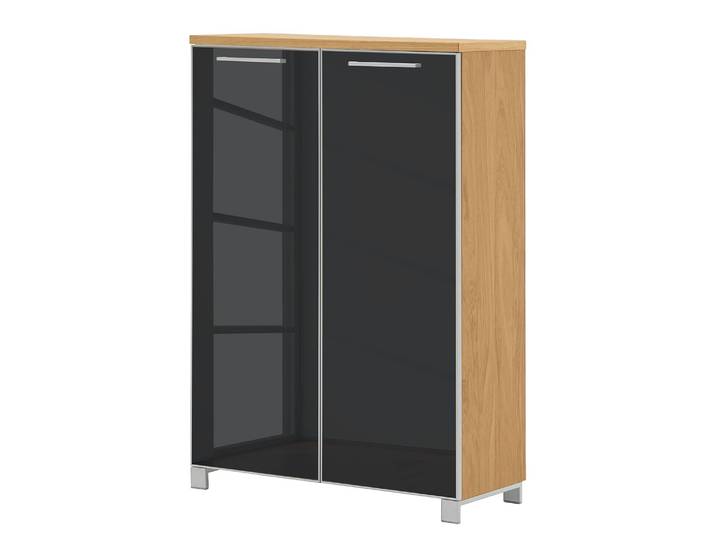 Schuhkommode II 84 x 126 x 37cm Schwarz/Grau/Anthrazit/Eiche Bianco
