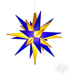 Herrnhuter Sterne 13 cm blau/gelb Sonderedition Oberlausitz LED
