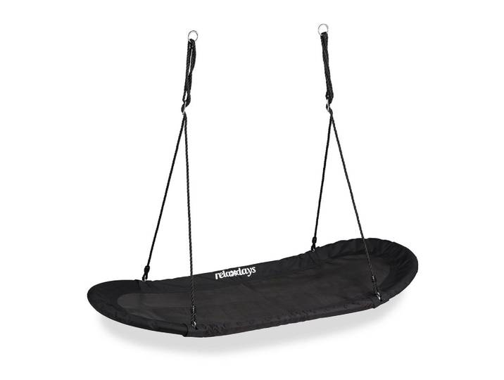 Relaxdays Nestschaukel Schwarz Xxl, Kunststoff, Metall, Textil, 166x15x71 cm, Freizeit & Co, Outdoor-Spielzeug