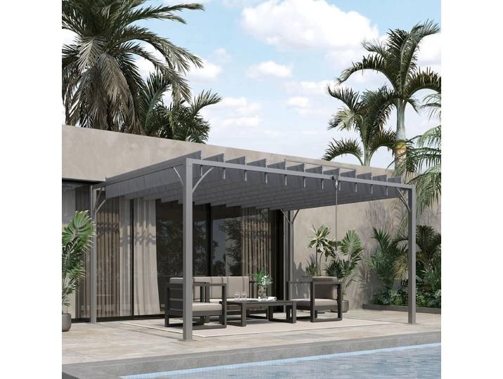 Pergola 4 x 3 m bioclimatique pergola avec lames orientables style contemporain UV 50+ aluminium - gris