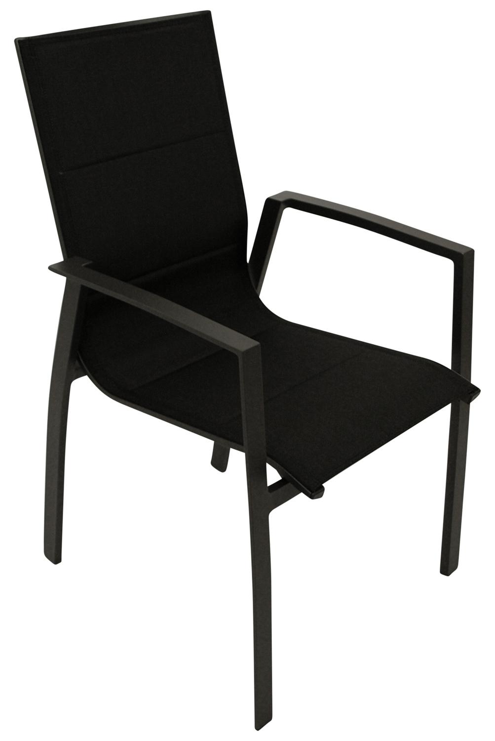 Gartensessel Stapelsessel Aluminium + Kunstgewebe schwarz, 6-er Set