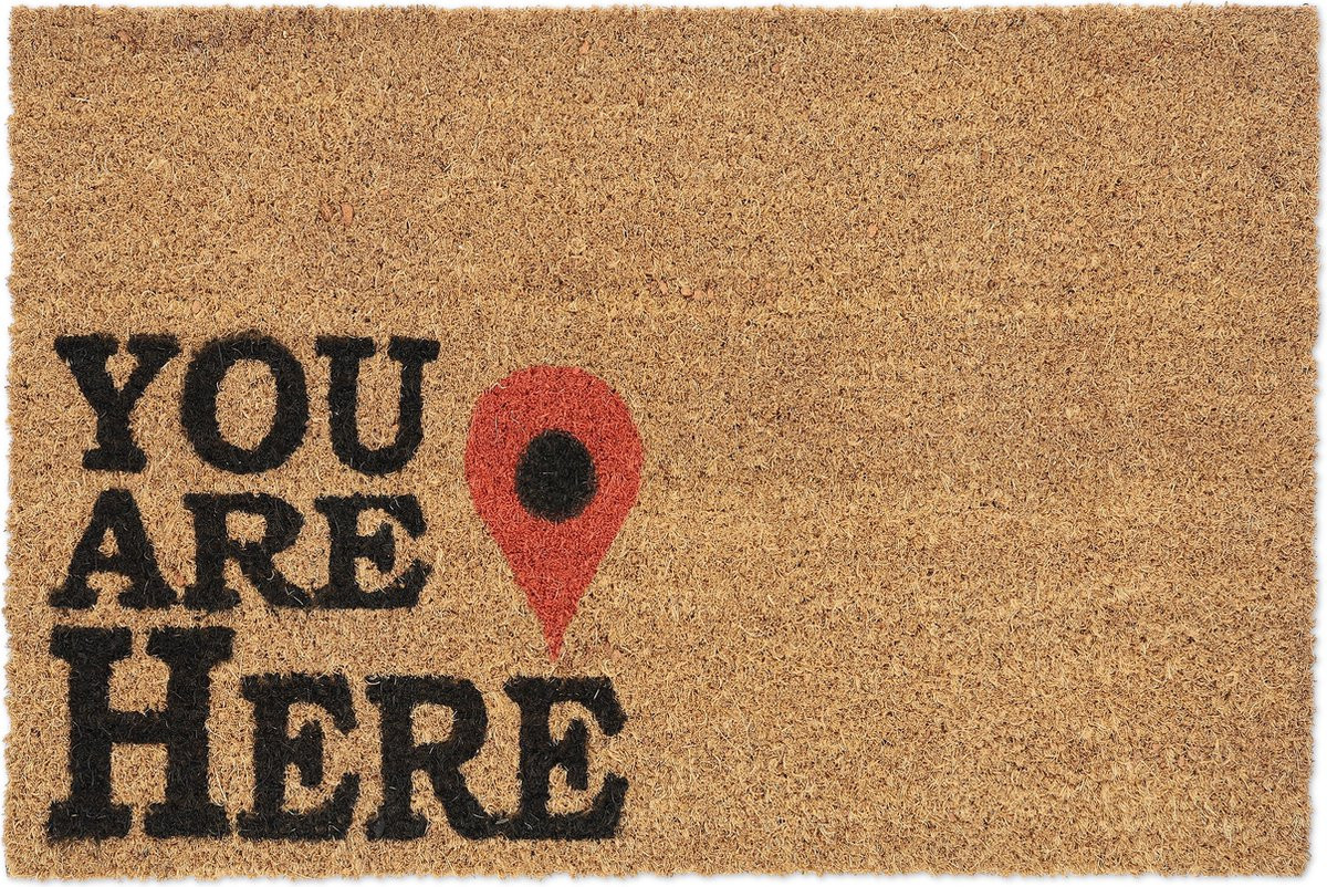 Deurmat Kokos You Are Here - Antislip Schoonloopmat voor Binnen en Buiten - 40 x 60 cm