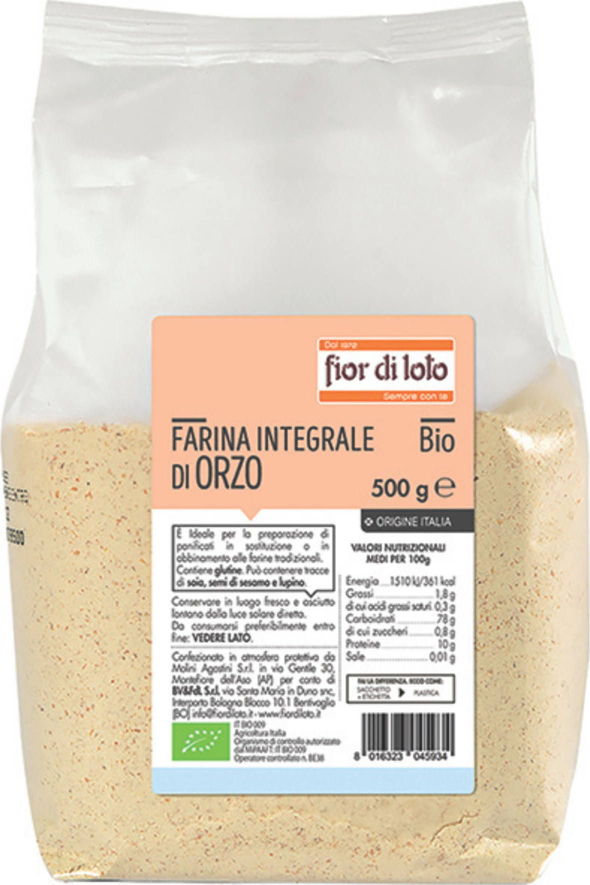 FIOR DI LOTO Farina Integrale Di Orzo 500 Grammi 