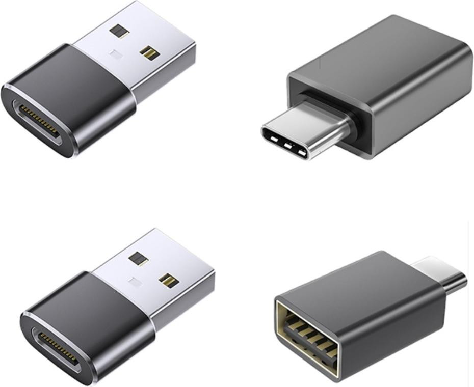 INF 4-Pack USB naar Type-C 3.2 Adapter Set met 2 USB naar Type-C en 2 Type-C naar USB Adapters