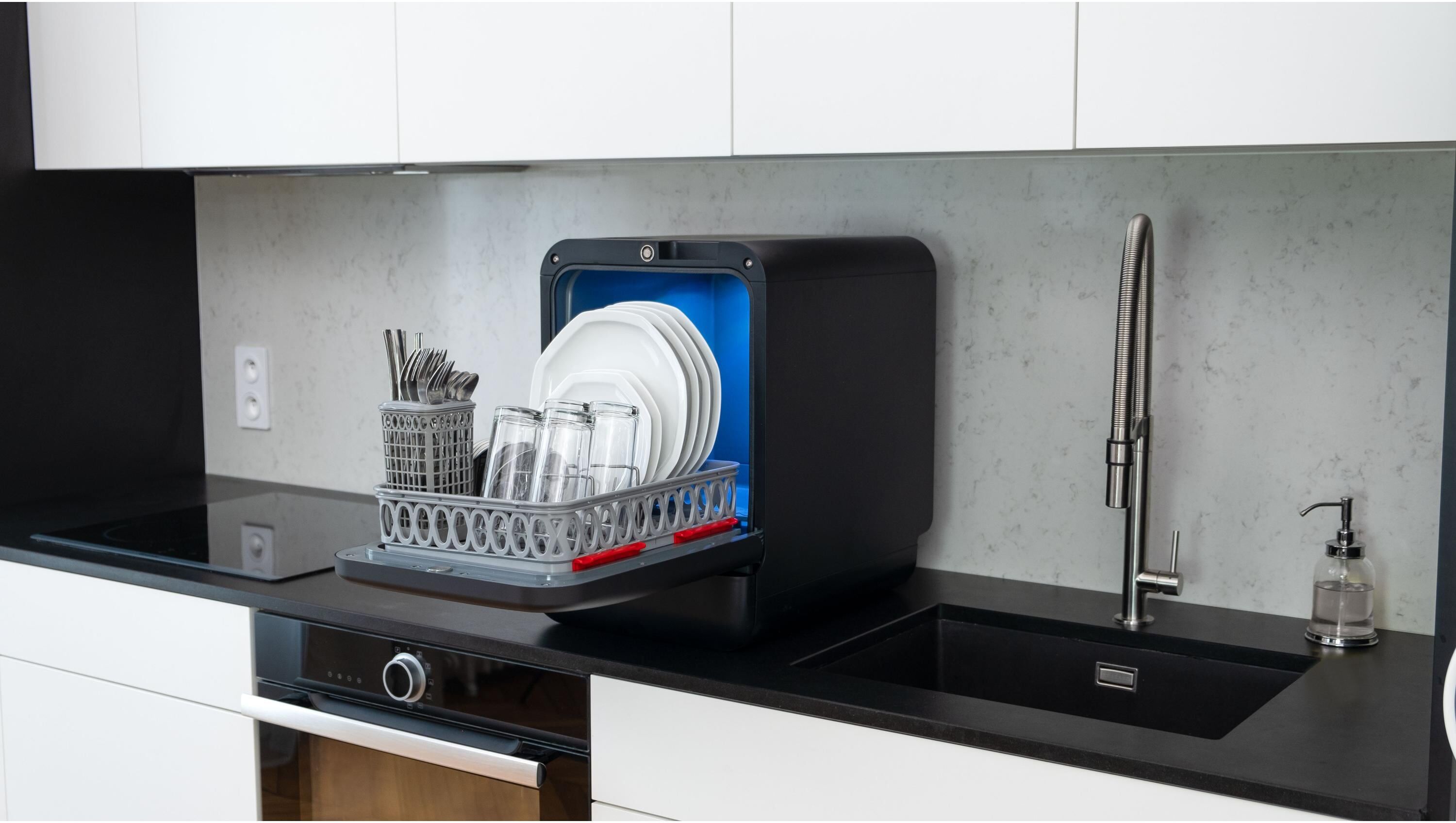 Tischgeschirrspüler "Daan Tech Bob", Energieeffizienz: F, schwarz, B:34cm H:49cm T:49cm, Geschirrspüler, Tischgeschirrspüler schwarz Einheitsgröße