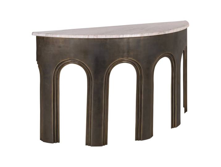 Richmond Sidetable Sanchis Marmer en Brass Antique, 140cm - Goud