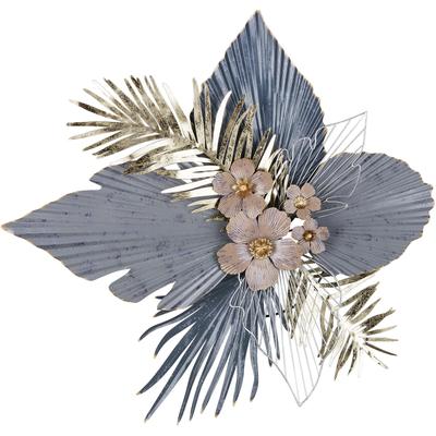 Wanddekoobjekt GILDE "Wandrelief Blätterkranz Merida", grau, B:88cm H:86cm T:10cm, Metall, Wanddekoobjekte