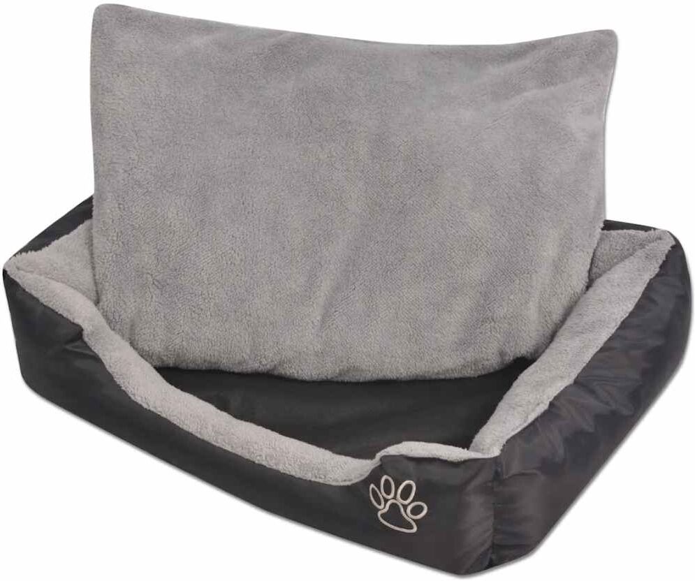 vidaXL Cama para perro con cojín acolchado XL negra Negro