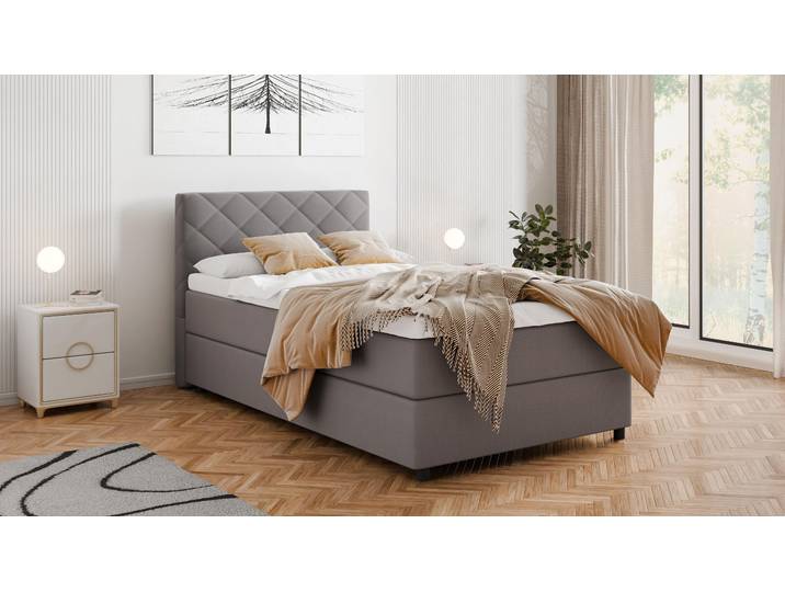 BOXSPRINGBETT Diamaro 120x200 cm mit Bettkasten und Topper - Dunkelgrau