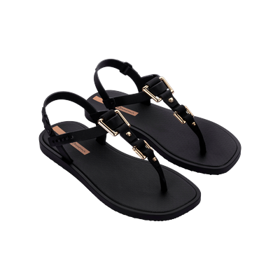 Sandale IPANEMA "IPANEMA CLASS URBANE SANDAL FEM", Damen, Gr. 38, schwarz, schwarz, gold, Synthetik, Schuhe Sandale, für Alltag, mit Gummilaufsohle, sportlicher Stil, ohne Verschluss
