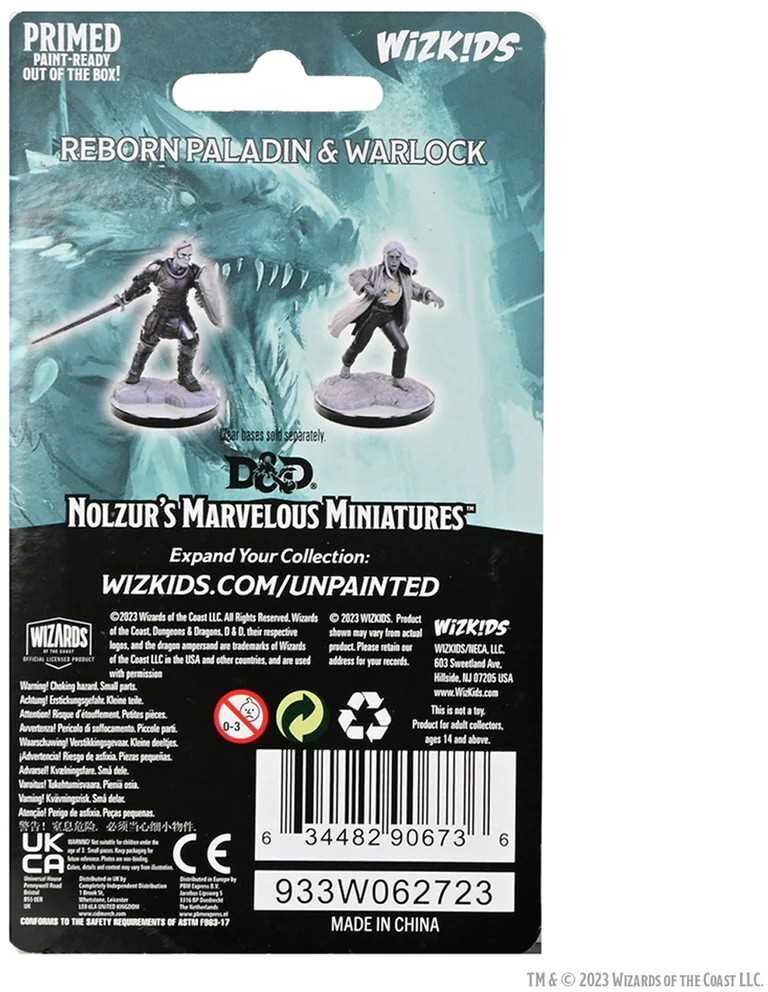 Wiz Kids LLC Dungeons & Dragons Nolzur's Marvelous Miniatures: Reborn Paladin & Reborn Warlock, Primed and Ready to Paint, WizKids