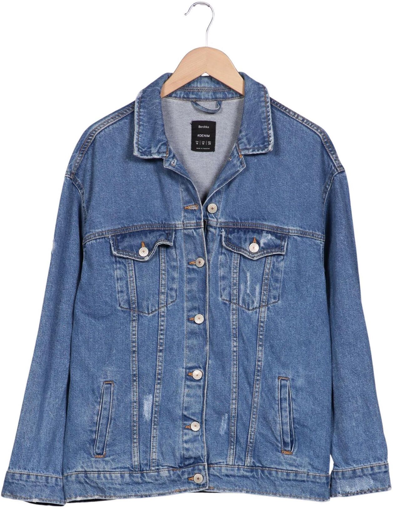 bershka Damen Jacke, Blau, Gr. M, Baumwolle - Second Hand