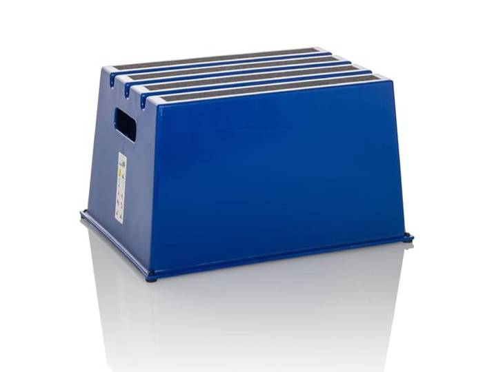 hjh OFFICE Tritthocker bis 150kg belastbar TIO-E1 Kunststoff, Rutschfester Tritt, Schemel für Zuhause und Gewerbe, 31 x 52,5 x 37,5 cm, Blau