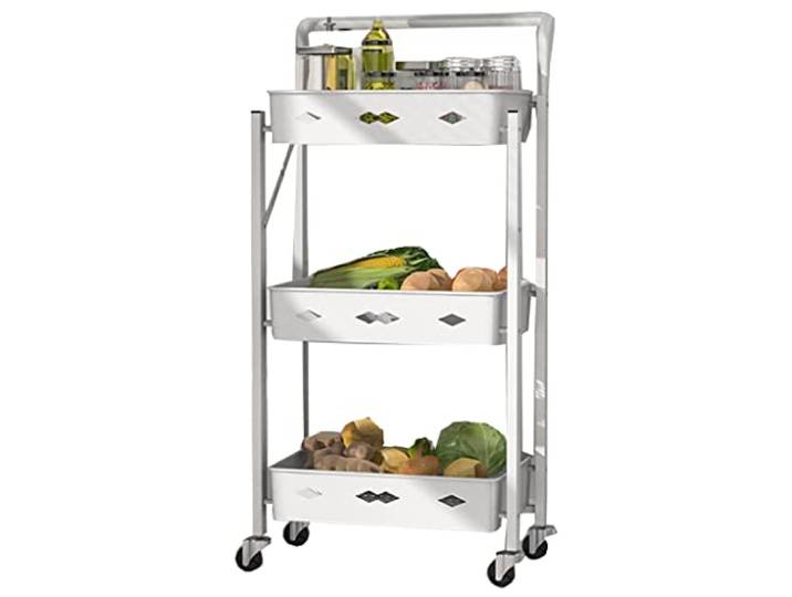 NFDVXCCA Regal, 3-stöckiger Aufbewahrungswagen mit Rädern Bad schmale Bereiche(/White,A)