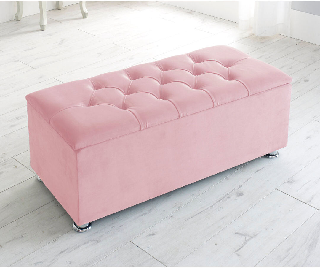 17 Stories Cartisha 105cm Wide Velvet Tufted Rectangle Solid Colour Ottoman with Storage Coffee 38cm H X 105cm W X 47cm D