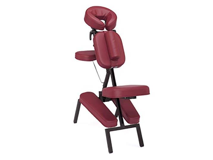 WellTouch VITAL Massagestuhl, klappbar, Burgund, Stuhl für Mobile Massage und Shiatsu, inklusive rollbarer Tragetasche