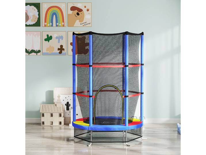 HOMCOM Trampoline Enfant Ø1,4m Filet Sécurité Multicolore