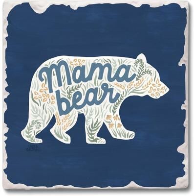 Thirstystone "Mama Bear 4 Pack Tumbled Tile Stone Coaster with Protective Cork Backing Manufactured in The USA 4"" Square"