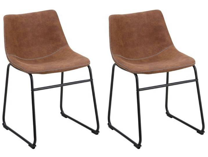 Lot de 2 chaises en tissu marron BATAVIA