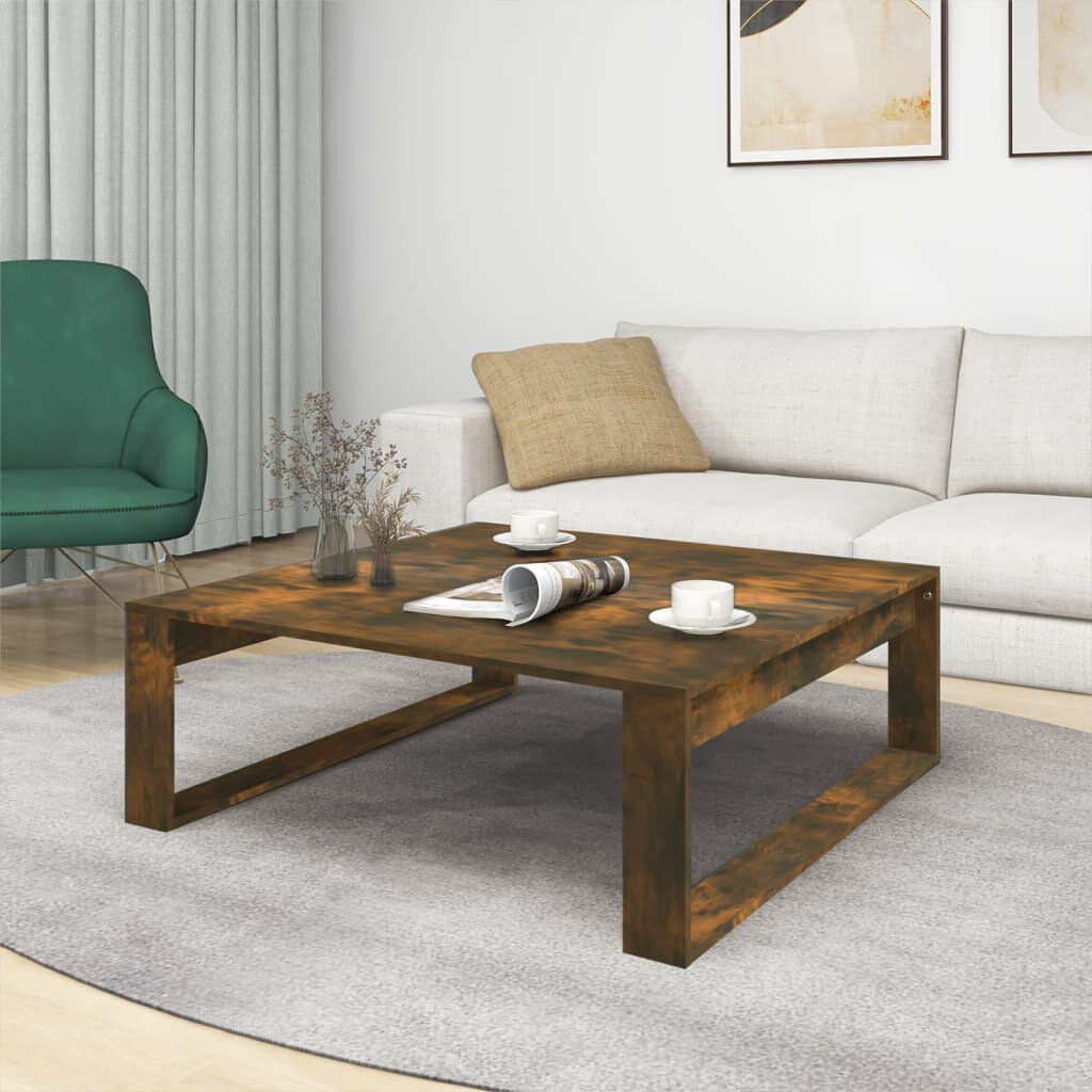17 Stories Goddord Sled Coffee Table Smoked Oak 35cm H X 100cm W X 100cm D