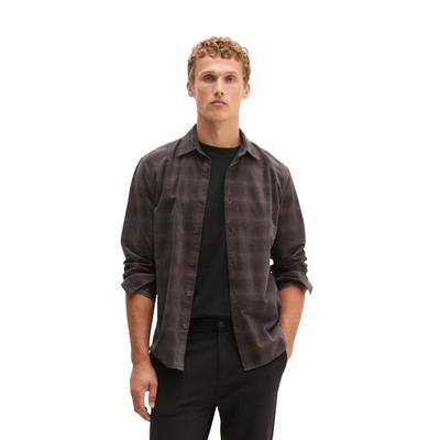 Langarmhemd MARC O'POLO "aus samtigen Bio-Baumwoll-Twill", Herren, Gr. XXL, Normalgrößen, braun (schwarz braun), Obermaterial: 100% Baumwolle, kariert, regular fit normal, Manschette, Hemden