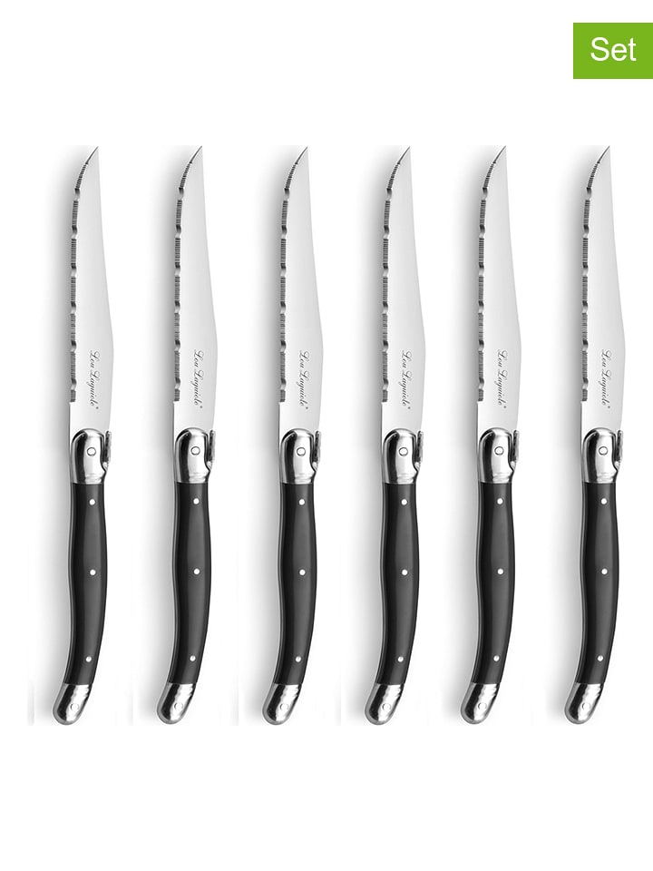 Lou Laguiole 7tlg. Steakmesser-Block "Tradition" in Anthrazit/ Natur - onesize