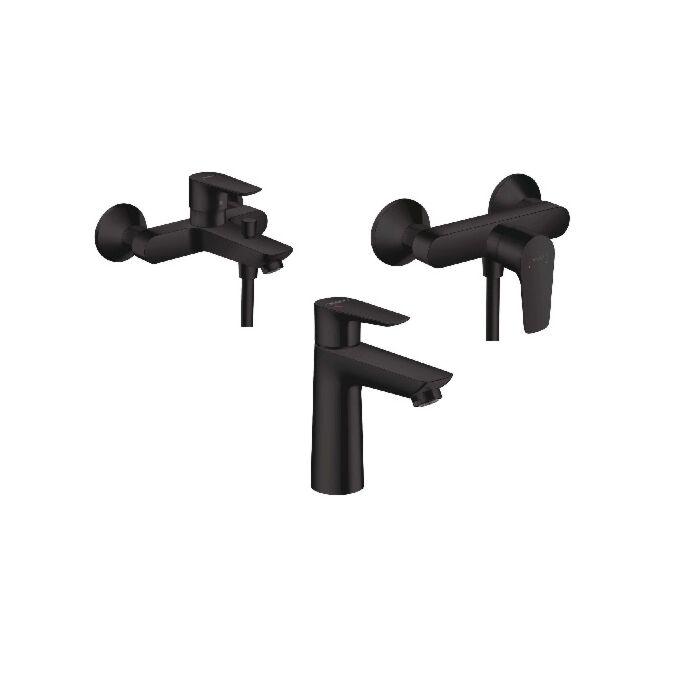 hansgrohe Talis E Badarmaturen Set schwarz, für Waschtisch, Wanne, Dusche