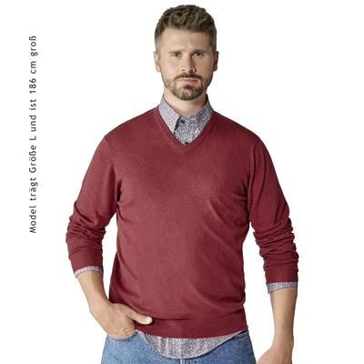 Strickpullover CASAMODA "CASAMODA Pullover uni", Herren, Gr. XXL, rot (bordeauxrot), 100% Baumwolle, Pullover Strickpullover
