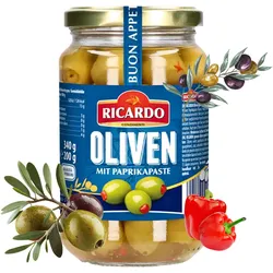 RICARDO Oliven grün mit Paprika gefüllt 340g