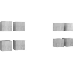 Helloshop26 - 8er-Set Wand-TV-Möbel im trendigen, praktischen Design 30,5 x 30 x 30 cm Holzwerkstoff Betongrau