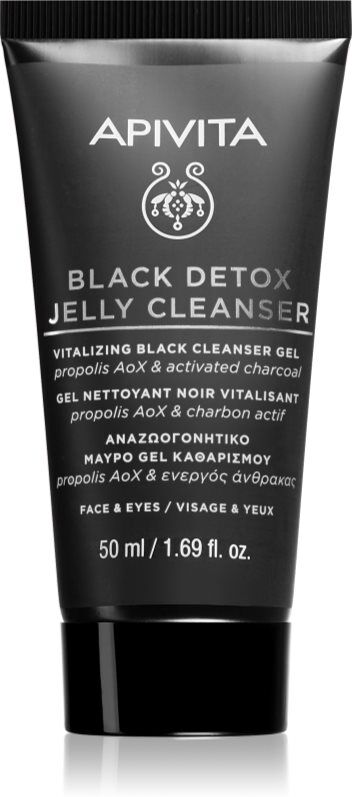 Apivita Cleansing Black Detox Jelly Cleanser cleansing gel with activated charcoal 50 ml