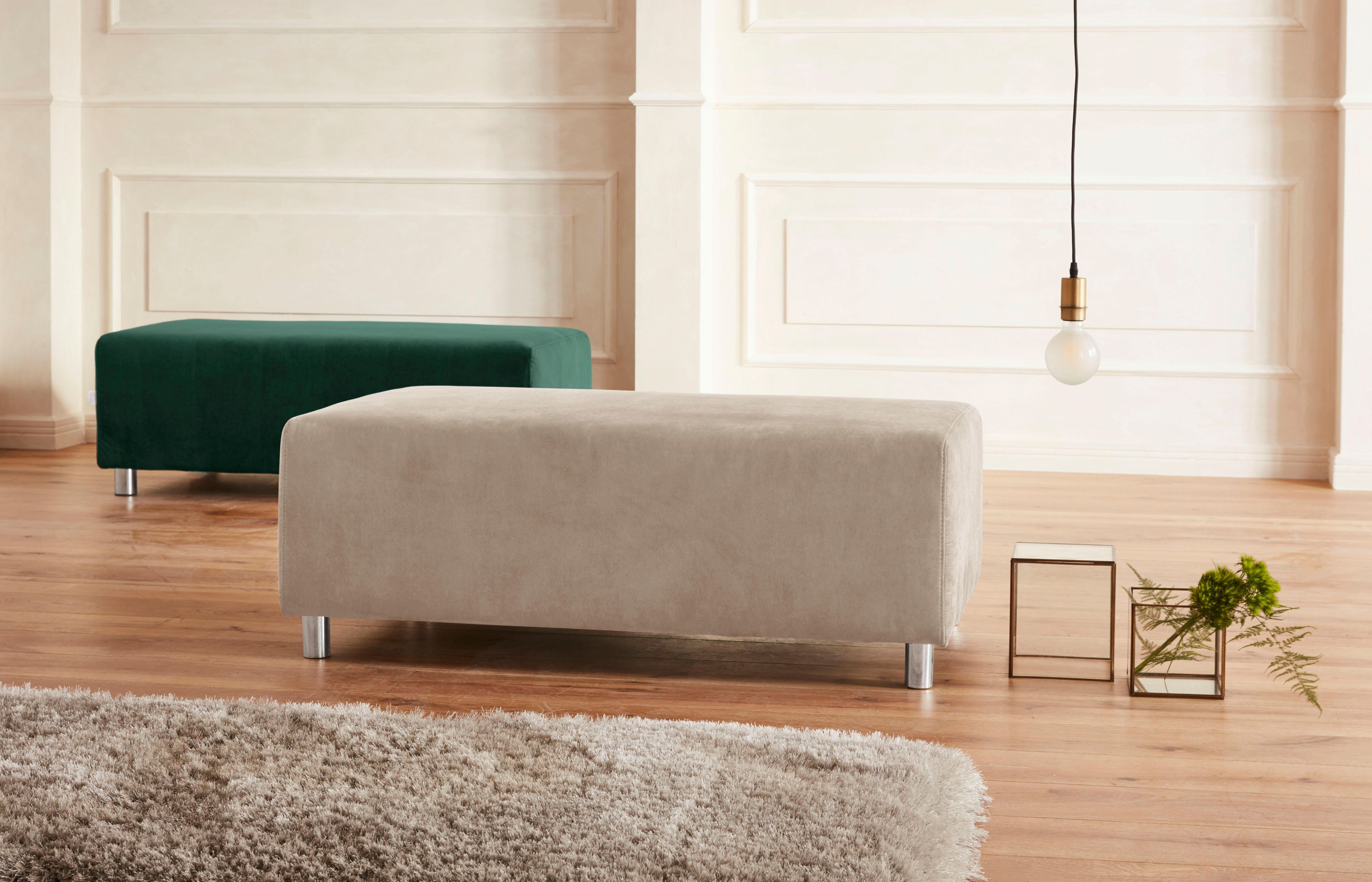 Polsterhocker HOME AFFAIRE "Györ", beige, B:122cm H:48cm T:68cm, Microfaser (100% Polyester);Luxus-Microfaser Lederoptik (100% Polyester);Struktur (100% Polyester);Samtoptik (100% Polyester);Struktur weich (100% Polyester), Hocker, Polsterhocker, democrat
