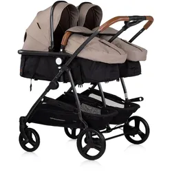 Chipolino Geschwisterkinderwagen Duo Smart klappbar umbaubar verstellbar Fußsack braun schwarz