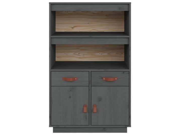 GAR Buffet haut Gris 67x40x108 5 cm Bois massif de pin 85433